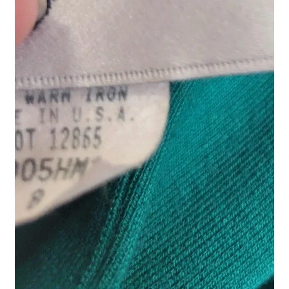 VTG EJM Colorblock Turtleneck Long Sleeve Sheath Dress Green Blue Red Size 8 - Picture 2 of 11